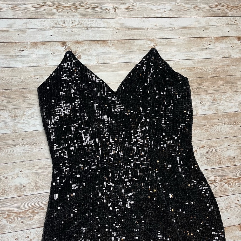 Michael Costello x Revolve Taylor Mini Dress in Black Sequin Size Small - Picture 5 of 7